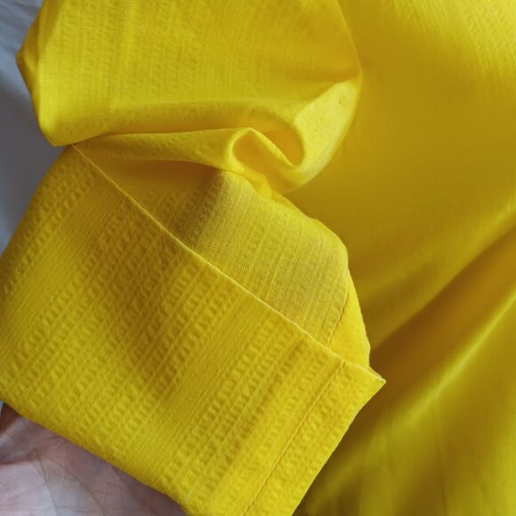 1Of1 Women's XS Vintage Yellow Button-Up Blouse Fold-Over 3/4 Sleeves Handmade - Picture 7 of 9